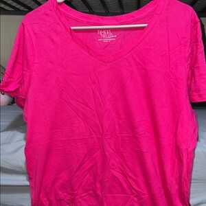 Time and Tru Women's Bright Pink Short Sleeve Tee